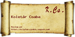 Koletár Csaba névjegykártya