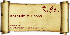 Koletár Csaba névjegykártya