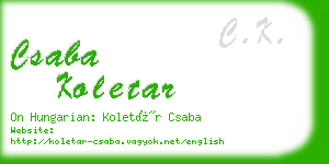 csaba koletar business card